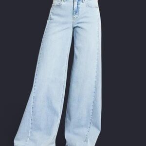 Vervet Light Blue Wide-Leg Super Flare Palazzo Jeans Side Seams